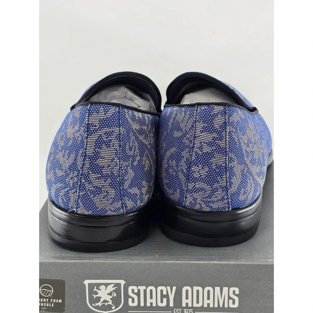 Stacy Adams Savino Loafers Mens Size 12 Blue Multi Paisley Floral Slip On - New